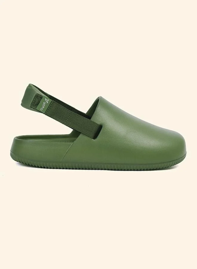 يوهو شبشب بلون زيتوني مع حزام قابل للتعديل